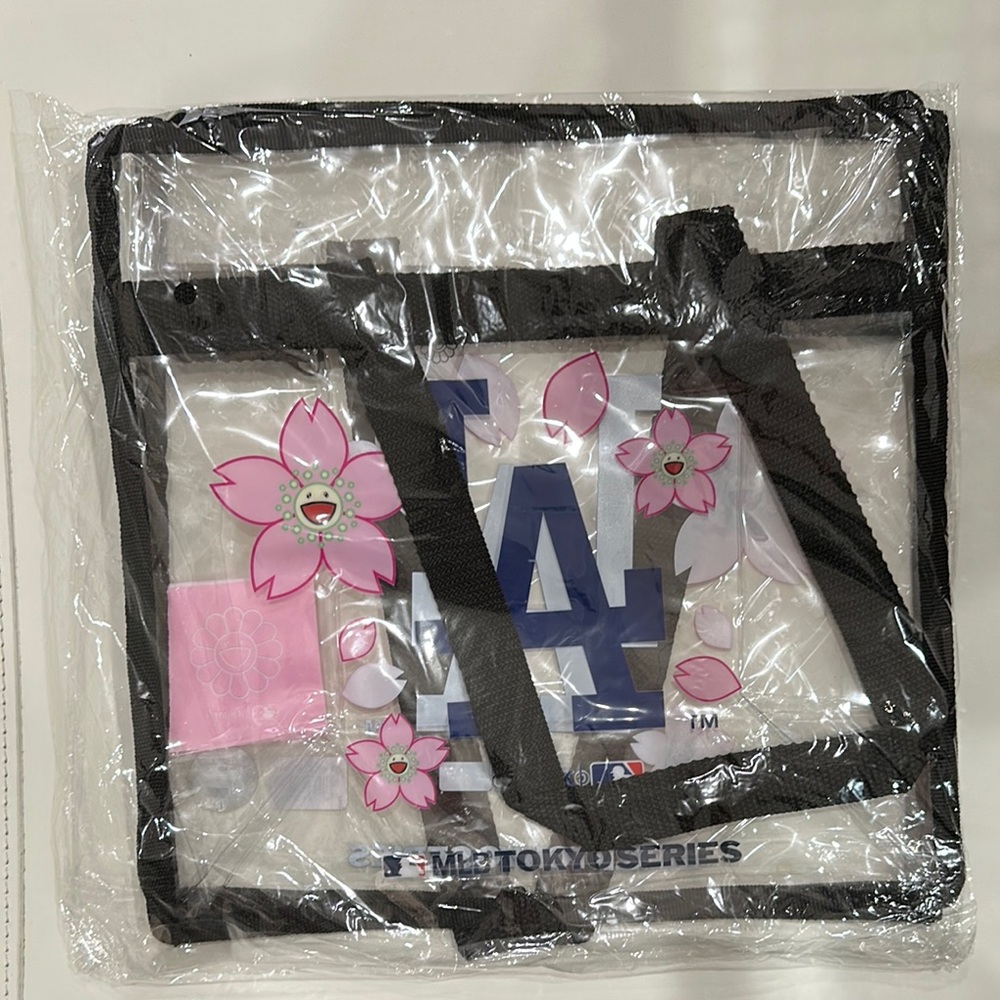 DODGERS X MURAKAMI Clear Tote with Black Straps and Floral Accents